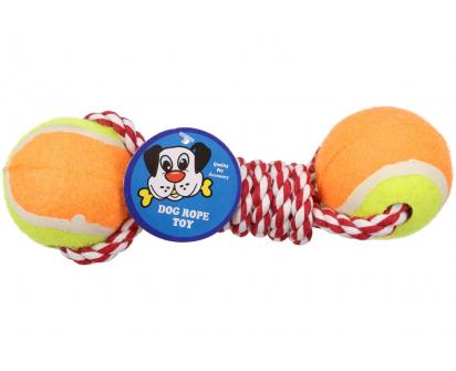 Hračka pro psa 2 tenisáky s provazem