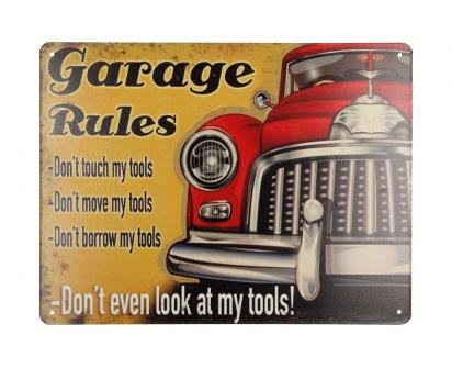 Plechová cedule Garage Rules (25x33 cm) 