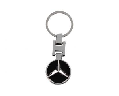 Klíčenka -  znak Mercedes CHROM černá 3 cm