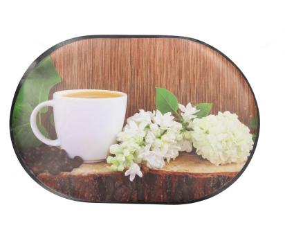 Oválné prostírání Hrnek kávy a bílé květy