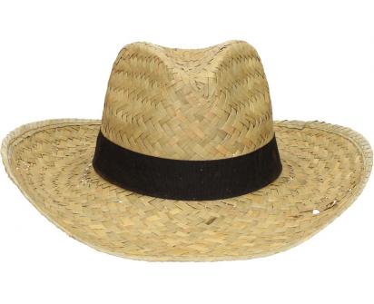 Slaměný kovbojský klobouk s černým páskem velký 