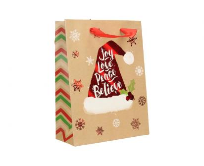 Dárková vánoční taška s čepicí 24x18 cm
