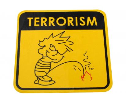 Samolepka Terrorism žlutá 12 x 12 cm