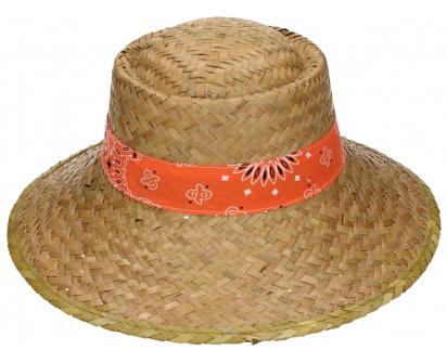 Slaměný klobouk Dámský s oranžovou mašlí