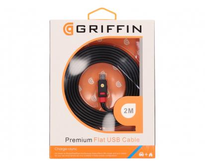 Premium Flat USB Cable Micro USB 2m Griffin Černý