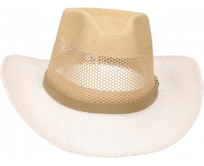 Letní kovbojský klobouk bílo-světle-hnědý 