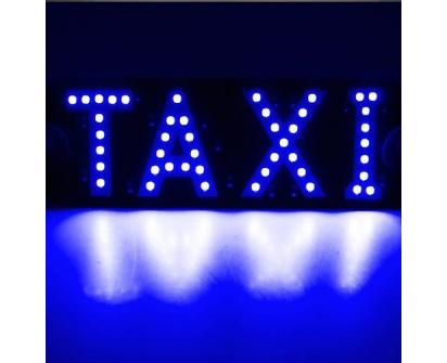 LED světelná značka taxi 19x17cm USB s vypínačem modrá