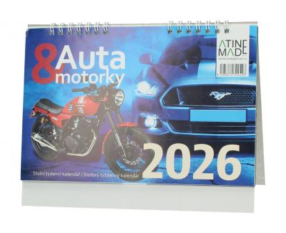 Stolní týdenní kalendář Auta & motorky 2026