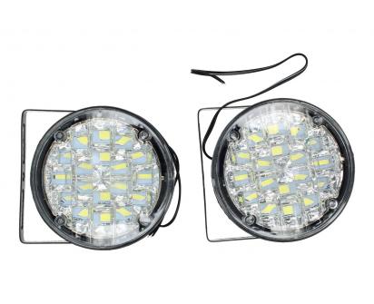 LED denní svícení – kulatá DRL světla 12V, sada 2 ks