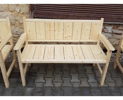Masivní dřevěná lavička s opěradlem a područkami Heavy Duty I