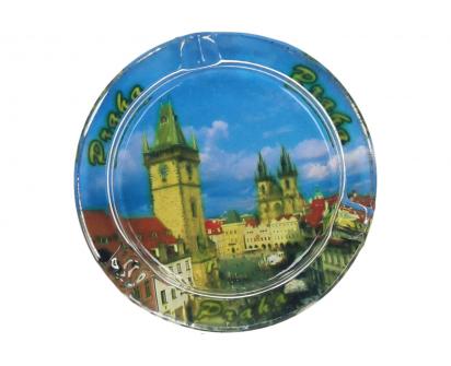 Skleněný popelník Praha 8 cm kulatý