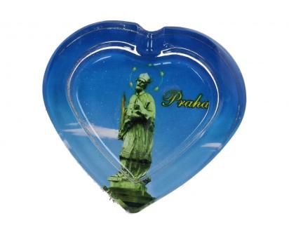 Skleněný popelník Praha srdce 8 cm
