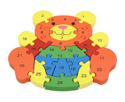 Dřevěné puzzle barevná medvěd 26 dílků