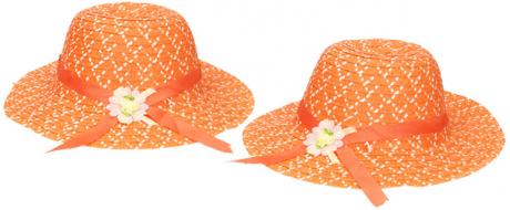 Dětský klobouk s kytičkou oranžový 