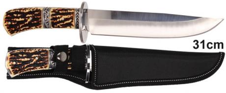 Hobby lovecký Velkýá nůž v pouzdře se zdobenou rukojetí 31cm