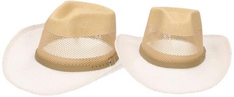 Letní kovbojský klobouk bílo-světle-hnědý 