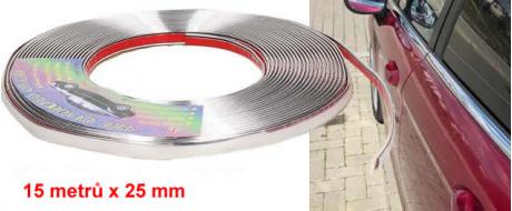 Lepící chromovaný pás 15m šíře 25 mm