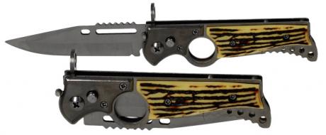 Vystřelovací kapesní nůž s okem a se žlutou střenkou 20 cm