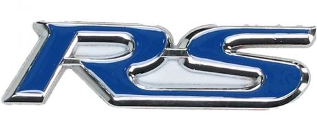 Kovová samolepka RS – modrá (9 × 2,5 cm)
