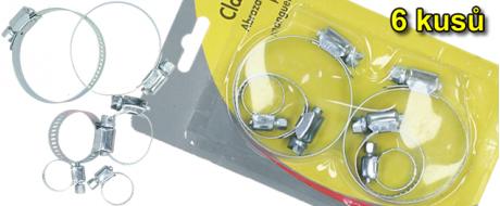 Sada kovových spon na hadice – 6 ks, 3 rozměry