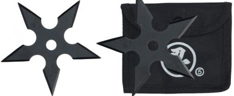5cípá vrhací hvězdice – ocelový shuriken s pouzdrem