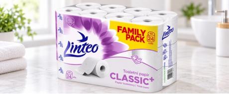 Toaletní papír Linteo Classic 24 rolí – 2vrstvý, bílý, 19m