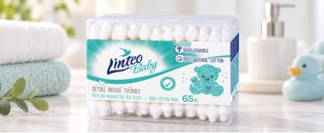 Papírové vatové tyčinky Linteo BABY 65ks – box