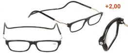 Dioptrické brýle s magnetem černé +2,00