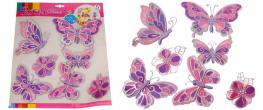 3D samolepky na zeď růžoví motýli