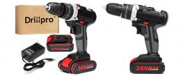Aku vrtačka Drillpro s příklepem 21V včetně 2 kusů 36Vf baterií
