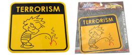 Samolepka Terrorism žlutá 12 x 12 cm