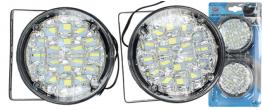 LED denní svícení – kulatá DRL světla 12V, sada 2 ks