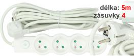 Prodlužovací kabel Aerbes SJ-3655 4 zásuvky s vypínačem 5 m