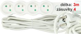 Prodlužovací kabel Aerbes SJ-3654 4 zásuvky s vypínačem 3 m