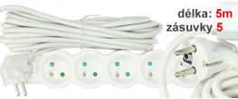 Prodlužovací kabel Aerbes SJ-3658 5 zásuvek s vypínačem 5 m