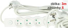Prodlužovací kabel Aerbes SJ-3657 5 zásuvek s vypínačem 3 m