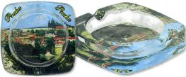 Skleněný popelník Praha 8 cm hranat
