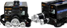 Nabíjecí LED čelovka se 3 světlomety 1× T6 + 2× LED