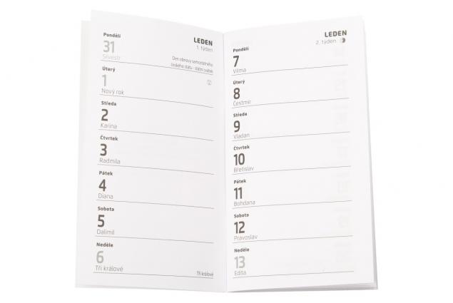 Plánovací diář na poznámky s kalendářem 15,5 x 8,5