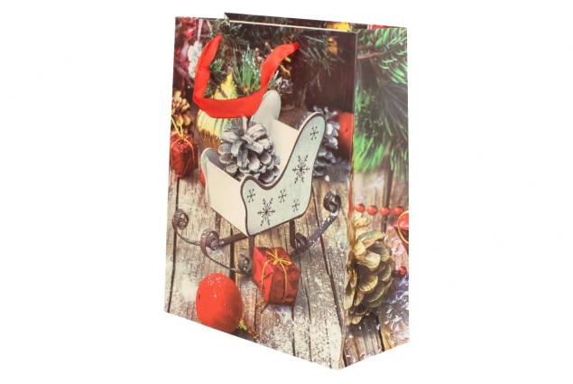 Dárková vánoční taška sáně 23x18 cm.