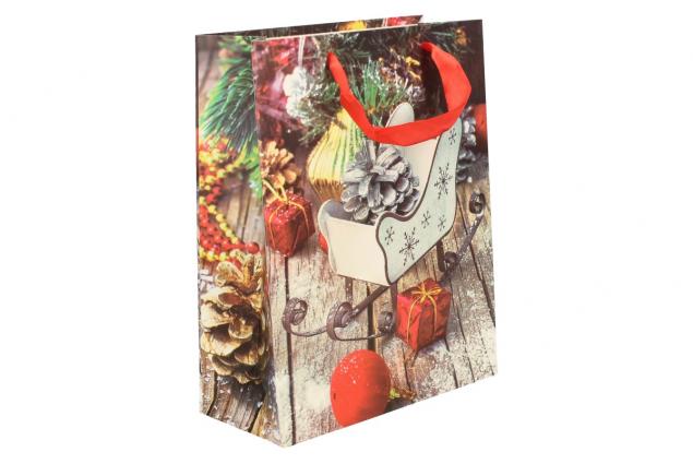 Dárková vánoční taška sáně 23x18 cm.