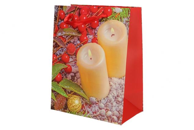Dárková vánoční taška svíčky 23x18 cm