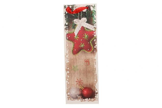 Dárková vánoční taška na víno hvězda 36x12 cm