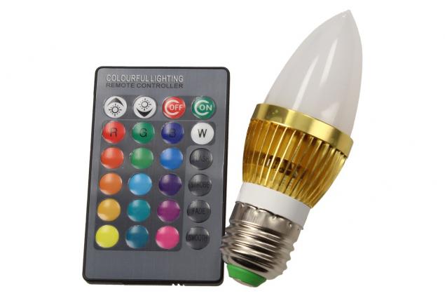 LED úsporná žárovka RGB na dálkové ovládání 3W