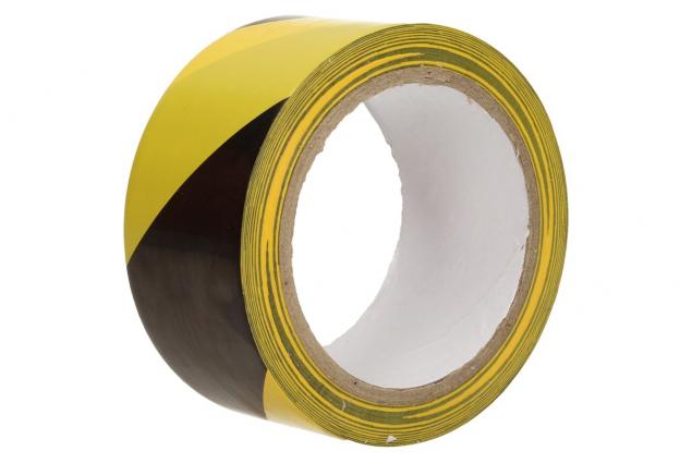 Lepící páska žluto-černá 50mm hladká