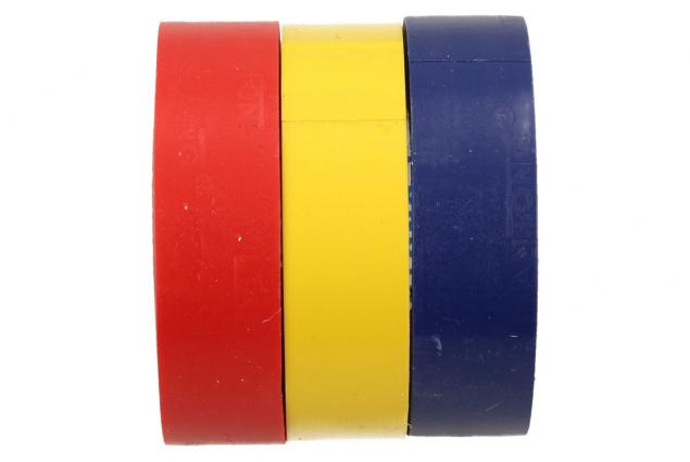 3ks Elektroizolačních pásek 15mm x 15m- modrá, žlutá, červená