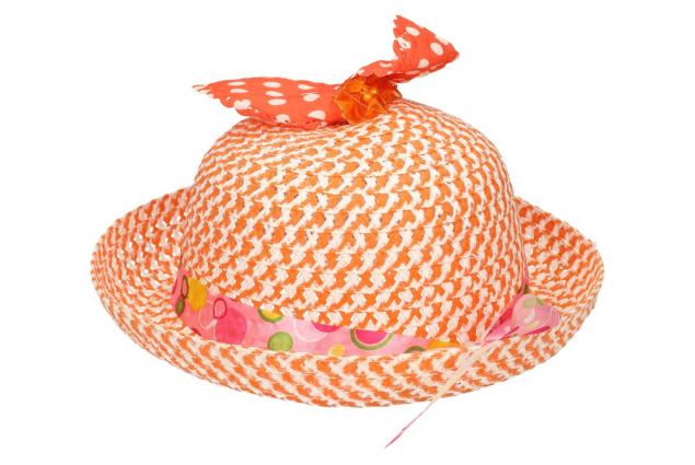 Foto 3 - Dětský klobouk s mašličkou oranžový 