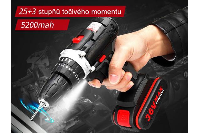 Aku vrtačka Drillpro s příklepem 21V včetně 2 kusů 36Vf baterií