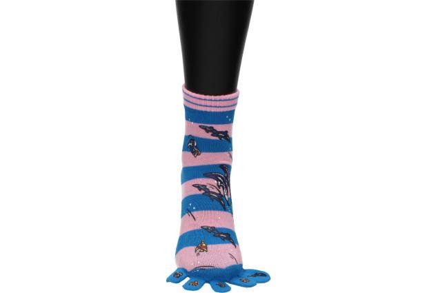 Foto 2 - Ponožky Toe Socks Růžovo-Modré s designem
