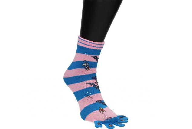 Foto 4 - Ponožky Toe Socks Růžovo-Modré s designem